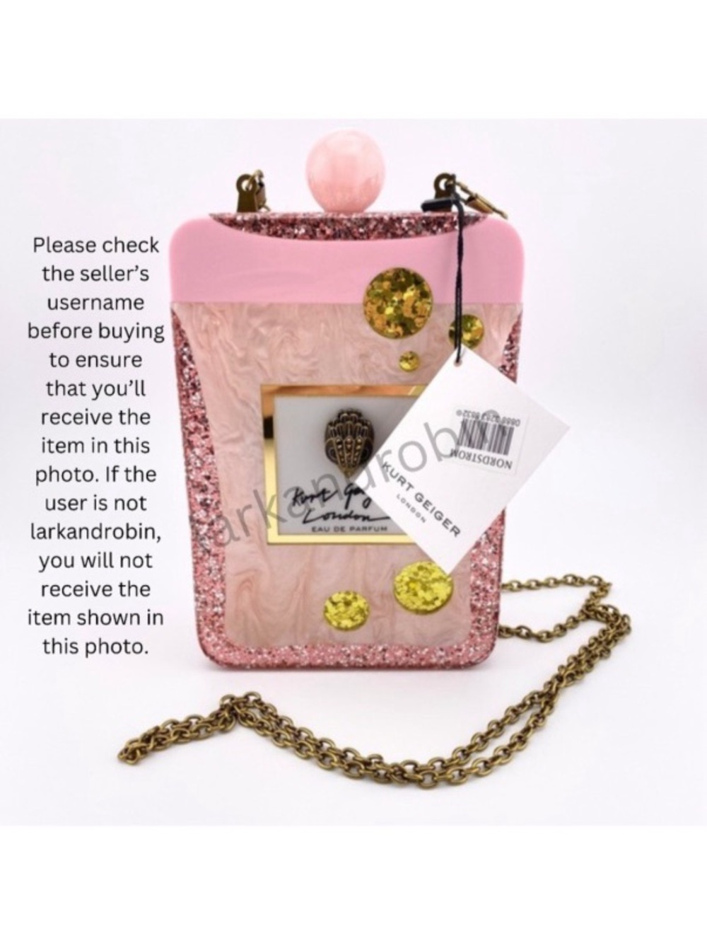 NEW Kurt Geiger Perfume Bottle Clutch Pink Comb